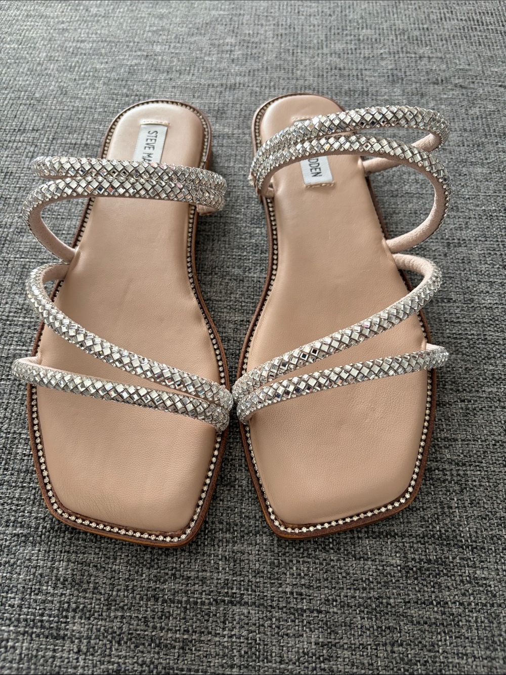Steve Madden Blush Rhinestone Triple-Strap Sandals